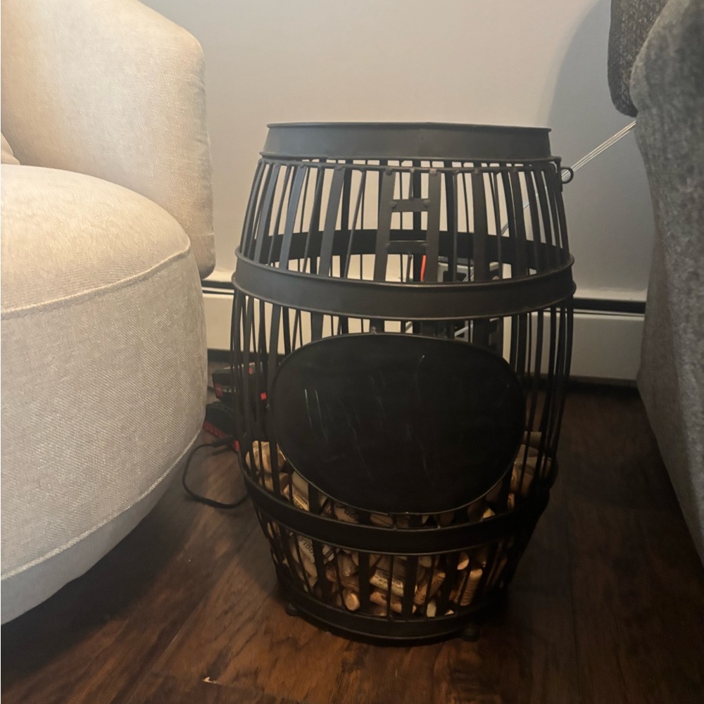 Black Metal Barrel wine cork holder